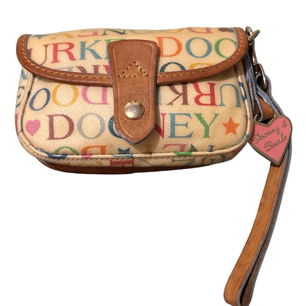 Dooney & Bourke Made in the USA Rainbow zipper Signature vintage wristlet